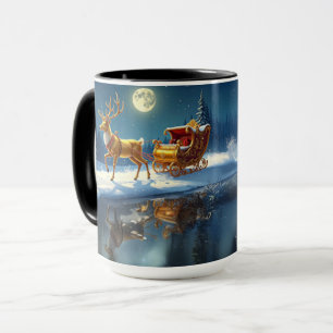 Reindeer Christmas Sleigh Holiday Mug