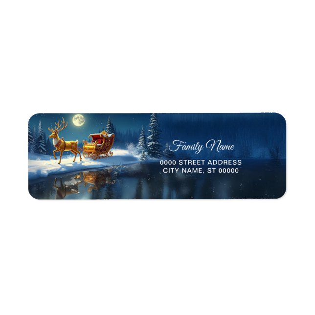 Reindeer Christmas Sleigh Return Address Label (Devant)