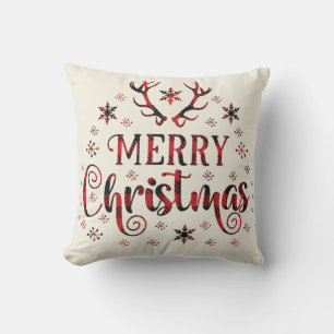 Reindeer  Christmas Snowflakes, Happy New Year Thr Throw Pillow