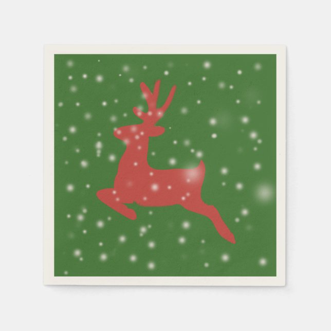 Reindeer Christmas Standard Cocktail Paper Napkins (Front)