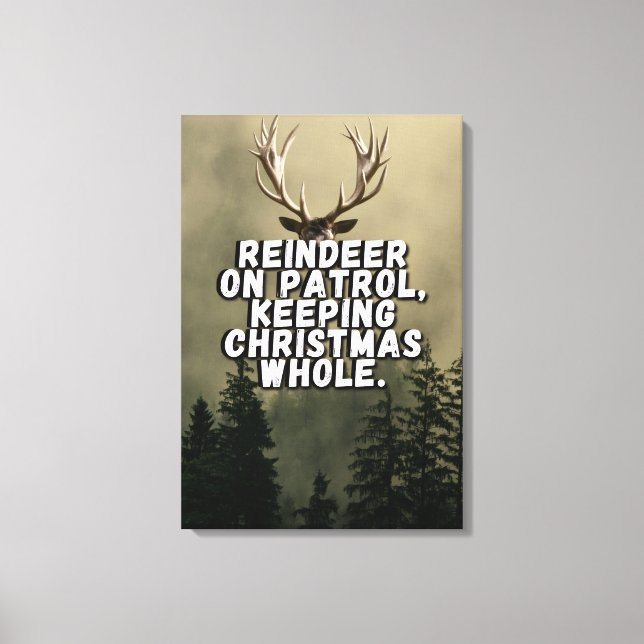 Reindeer Christmas Statement Canvas Wall Art (Front)
