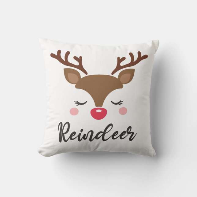 Reindeer Christmas throw pillow (Front)
