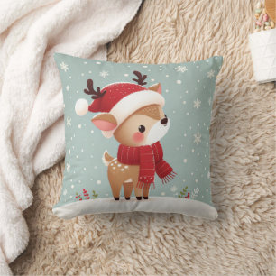Reindeer Christmas Throw Pillow