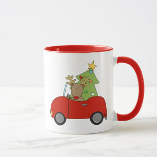 Reindeer & Christmas Tree  11 oz Two-Tone Mug