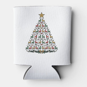 Reindeer Christmas Tree Vintage Engraving Shirt_1 Can Cooler