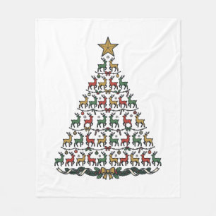 Reindeer Christmas Tree Vintage Engraving Shirt_1 Fleece Blanket