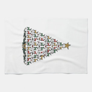 Reindeer Christmas Tree Vintage Engraving Shirt_1 Kitchen Towel