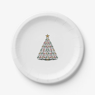 Reindeer Christmas Tree Vintage Engraving Shirt_1 Paper Plate