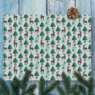 Reindeer, Christmas Trees and Holly Tissue Paper