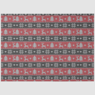 Reindeer Christmas Trees Hearts Red Christmas Tissue Paper