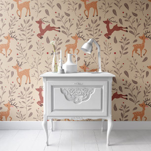 Reindeer Christmas Wallpaper Pattern Peel & Stick