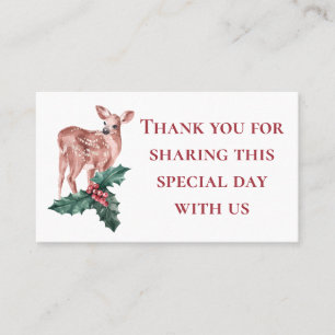 Reindeer Christmas Winter Red Wedding Thank You Place Card