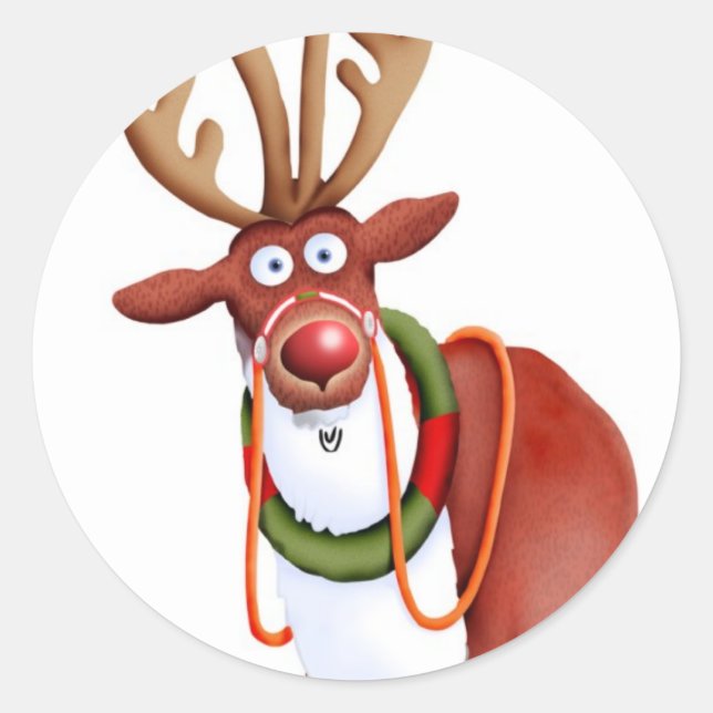 Reindeer Classic Round Sticker (Front)