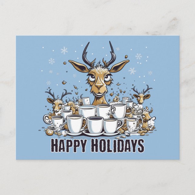 Reindeer Coffee Postcard (Front)