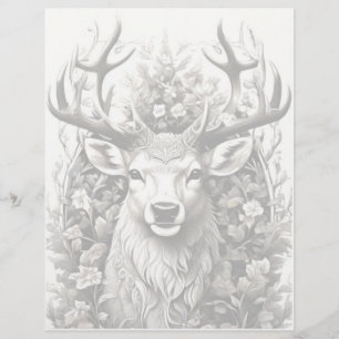Reindeer Colouring Page - Grayscale