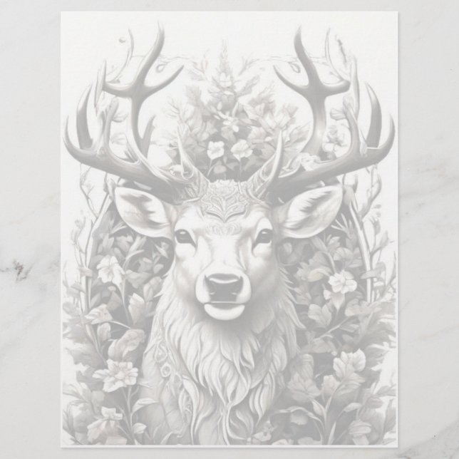 Reindeer Colouring Page - Grayscale (Front)
