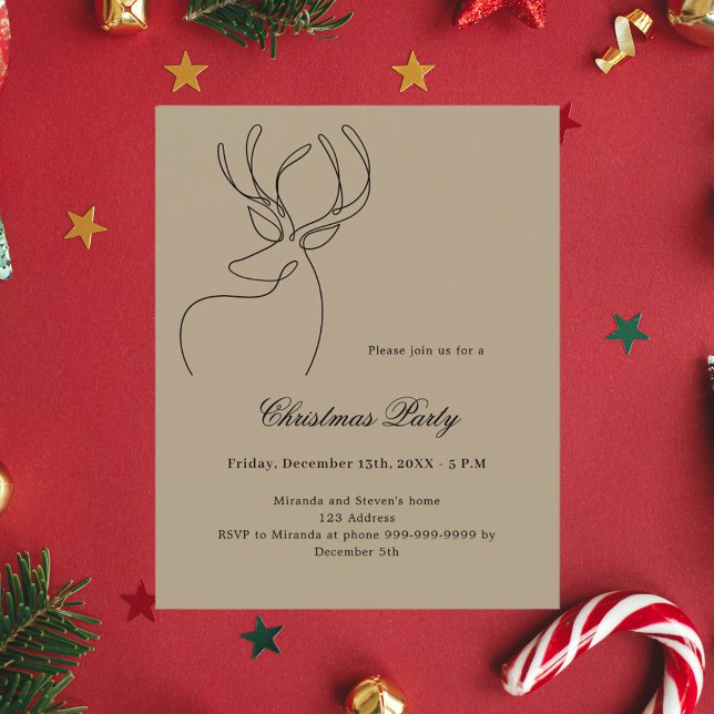 Reindeer craft beige Christmas Party invitation (Creator Uploaded)