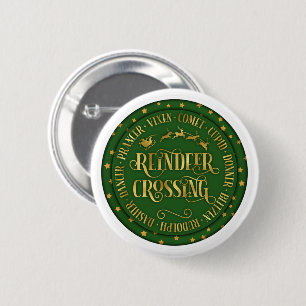 Reindeer Crossing 2 Inch Round Button
