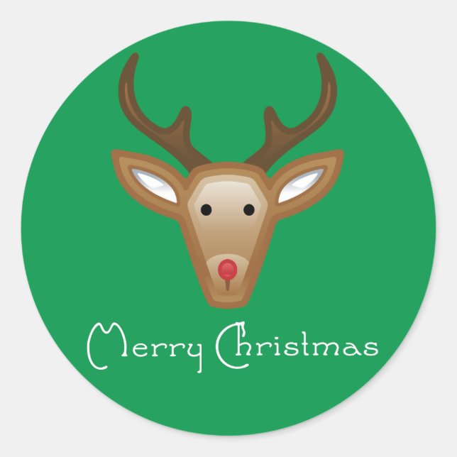 Reindeer Cupcake Toppers/Stickers Classic Round Sticker (Front)