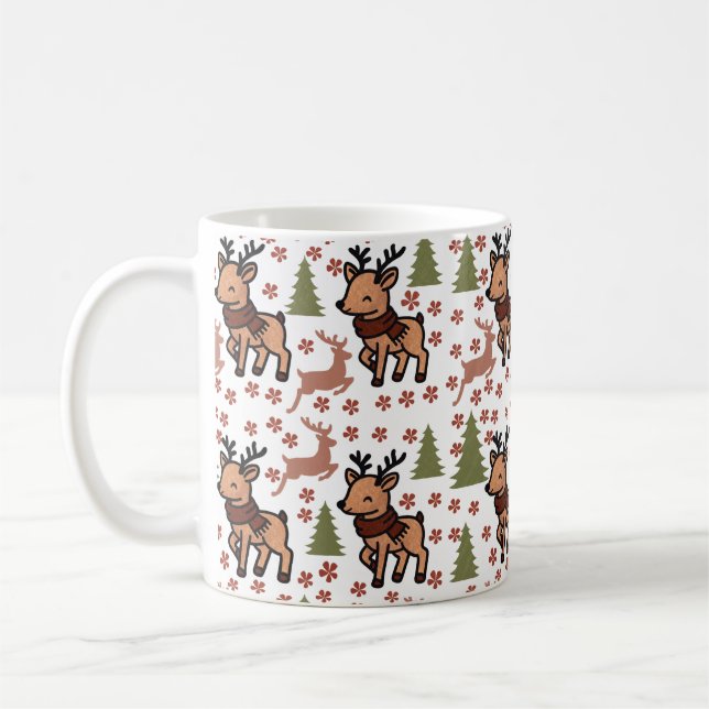 Reindeer cute floral mug (Left)