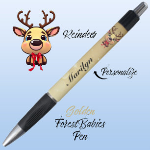 Reindeer Cute Funny Xmas Deer w/ Antlers Gold 🦌 Pen