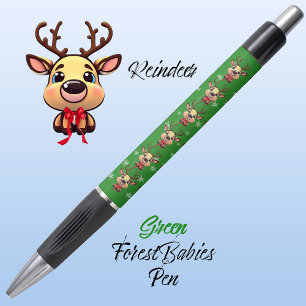 Reindeer Cute Funny Xmas Deer w/ Antlers Green 🦌 Pen