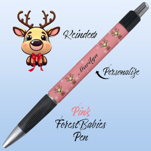 Reindeer Cute Funny Xmas Deer w/ Antlers Pink 🦌 Pen