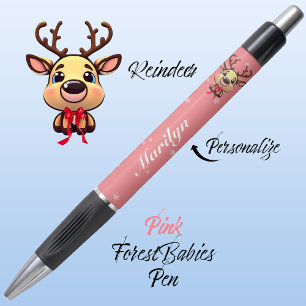 Reindeer Cute Funny Xmas Deer w/ Antlers Pink 🦌 Pen