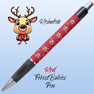 Reindeer Cute Funny Xmas Deer w/ Antlers Red 🦌 Pen