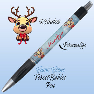 Reindeer Cute Funny Xmas Deer w/ Antlers Snow 🦌 Pen
