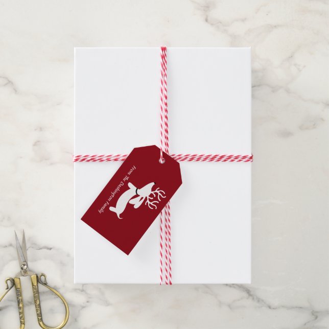 Reindeer Dachshund Christmas Gift Tag Wiener Dog (With Twine)
