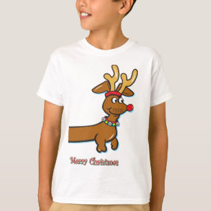 Reindeer Dachshund Merry Christmas T-Shirt
