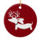 Reindeer Dachshund Red Christmas Tree Ornament