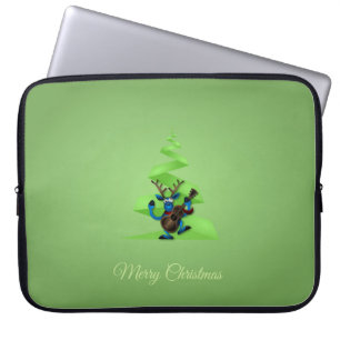 Reindeer Dancing Guitar Merry Christmas Tree Laptop Sleeve