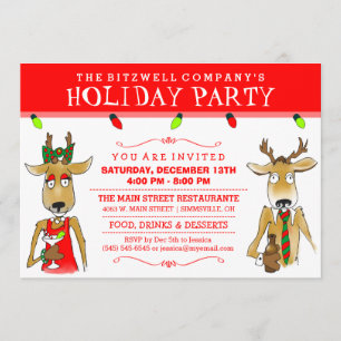 Reindeer de fête des Fêtes avec Invitation de bois