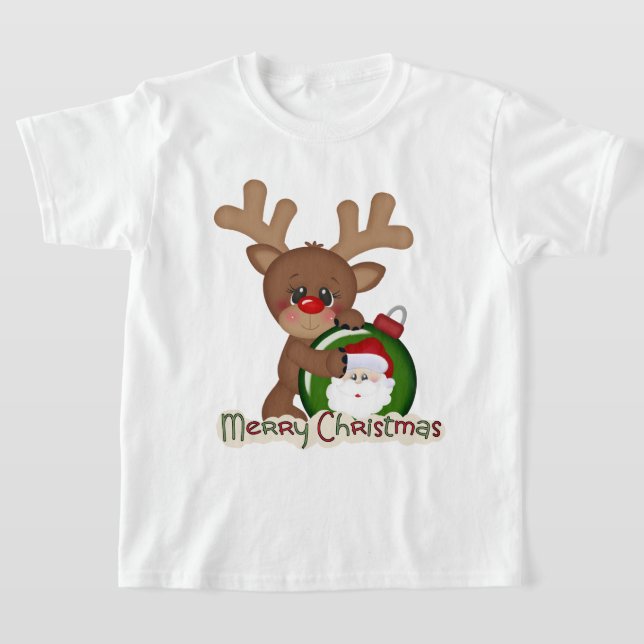 Reindeer de Noël Caricature pour enfants t-shirt (Poser)