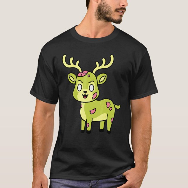   Reindeer Deer Zombie Halloween Cute Animal Graph T-Shirt (Front)
