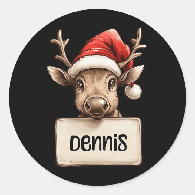 Reindeer Dennis  Classic Round Sticker (Front)