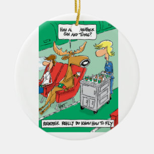 Reindeer DO know how to fly! Ceramic Ornament