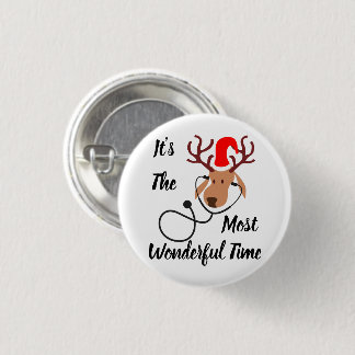 Reindeer Doctor Christmas 1 Inch Round Button