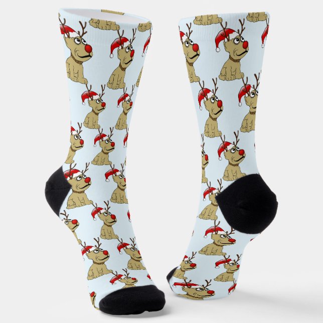Reindeer Dog Christmas Socks (Angled)