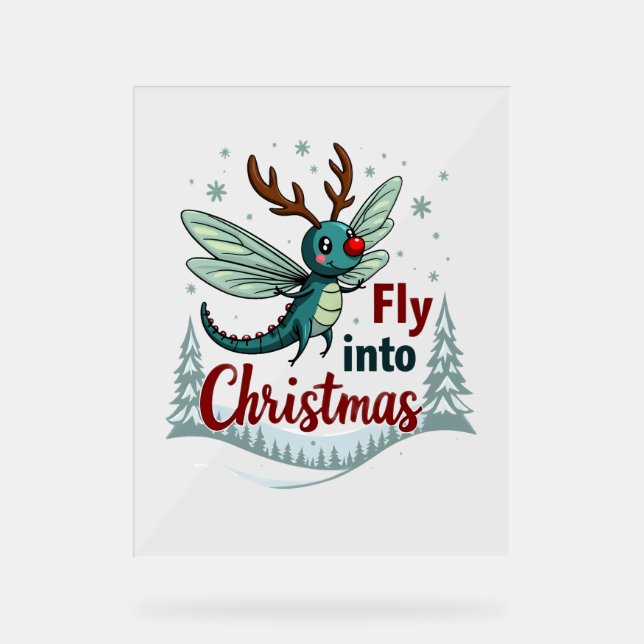 Reindeer Dragonfly Acrylic Sign (Front)
