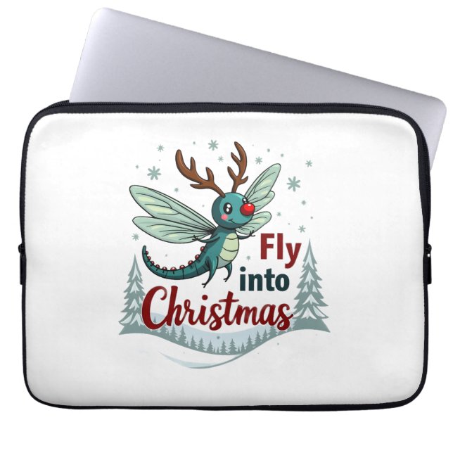 Reindeer Dragonfly Laptop Sleeve (Front)
