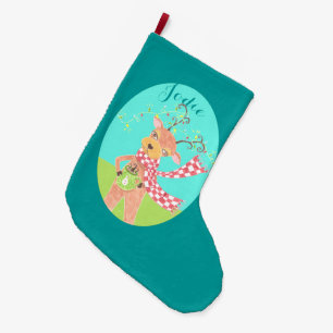 Reindeer drinking coffee Christmas stocking
