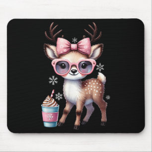 Reindeer Drinking Hot Chocolate Bougie Women Girls Mouse Pad