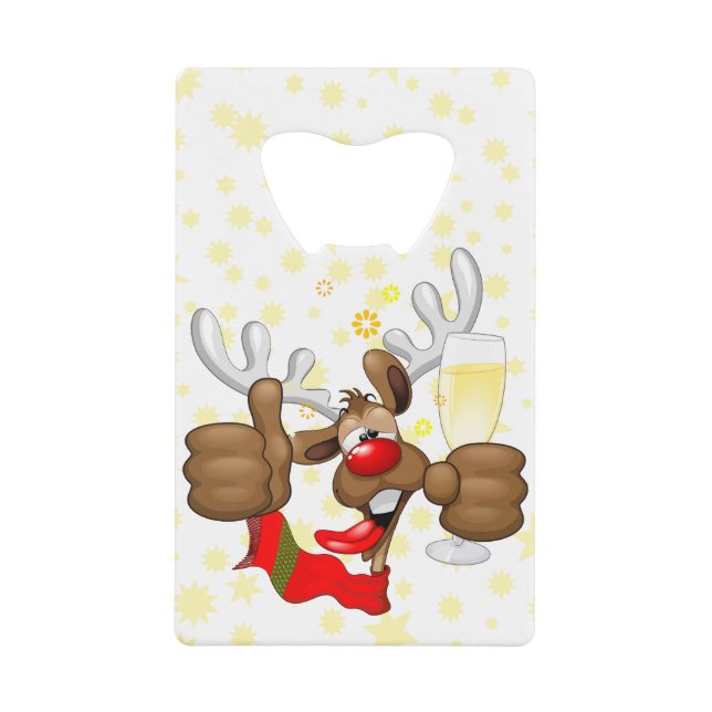 Reindeer Drunk Funny Christmas Character Credit Card Bottle Opener (Front)