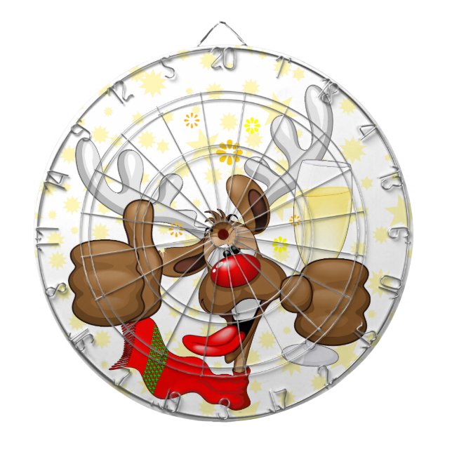 Reindeer Drunk Funny Christmas Character Dartboard (Front)