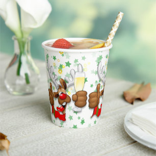 Reindeer Drunk Funny Christmas Character Paper Cups