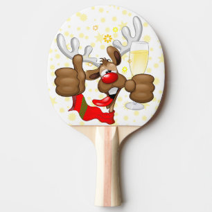 Reindeer Drunk Funny Christmas Character Ping Pong Paddle