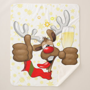 Reindeer Drunk Funny Christmas Character Sherpa Blanket